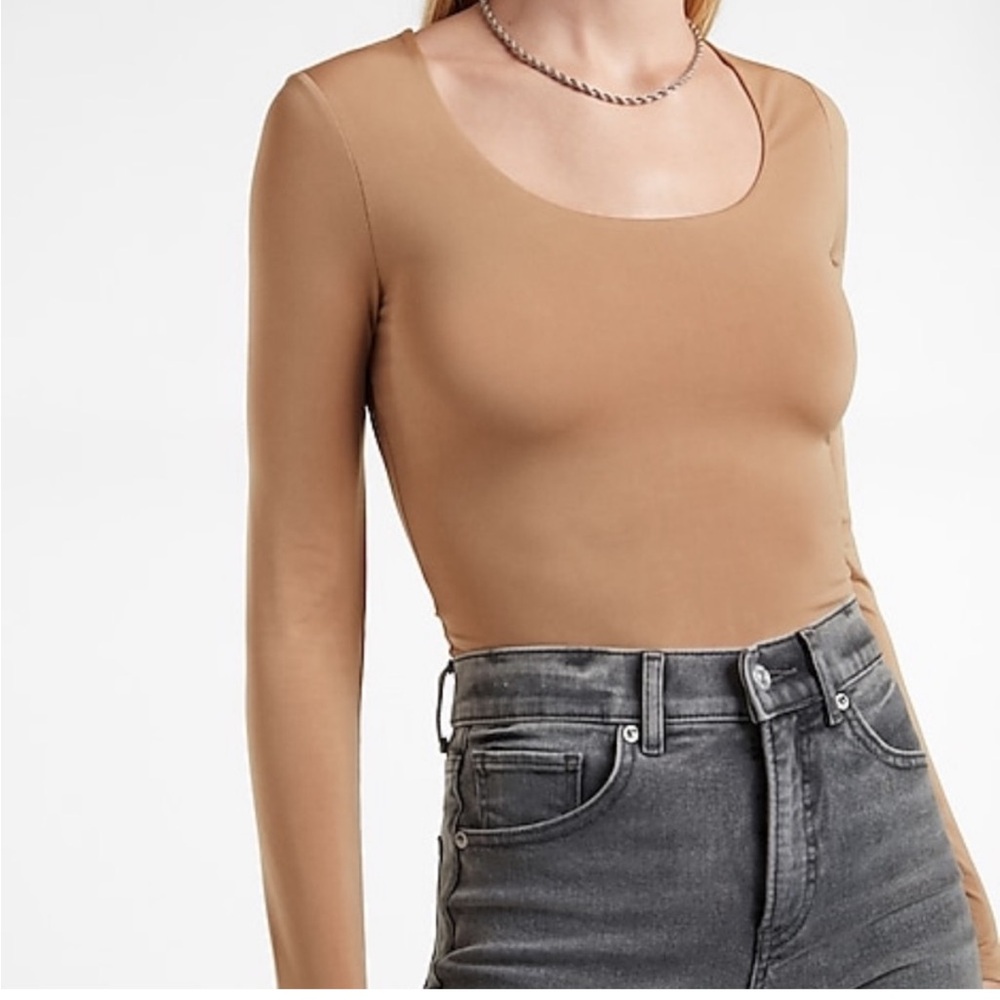Express Bodycon Contour Silky Scoop Neck Thong Bodysuit